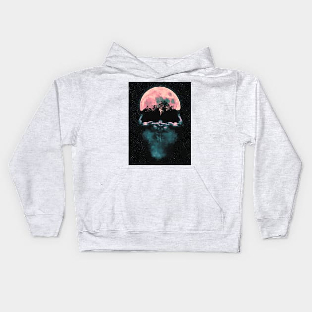 Moon Skull Kids Hoodie by AnAzArt